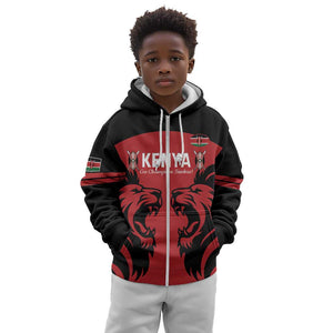 Custom Kenya Rugby Kid Hoodie 2024 Go Champions Simbas - Red