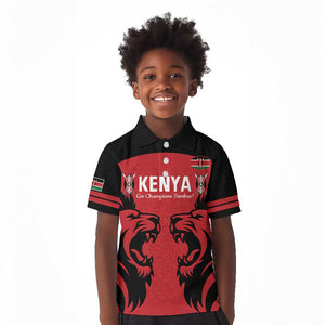 Custom Kenya Rugby Kid Polo Shirt 2024 Go Champions Simbas - Red