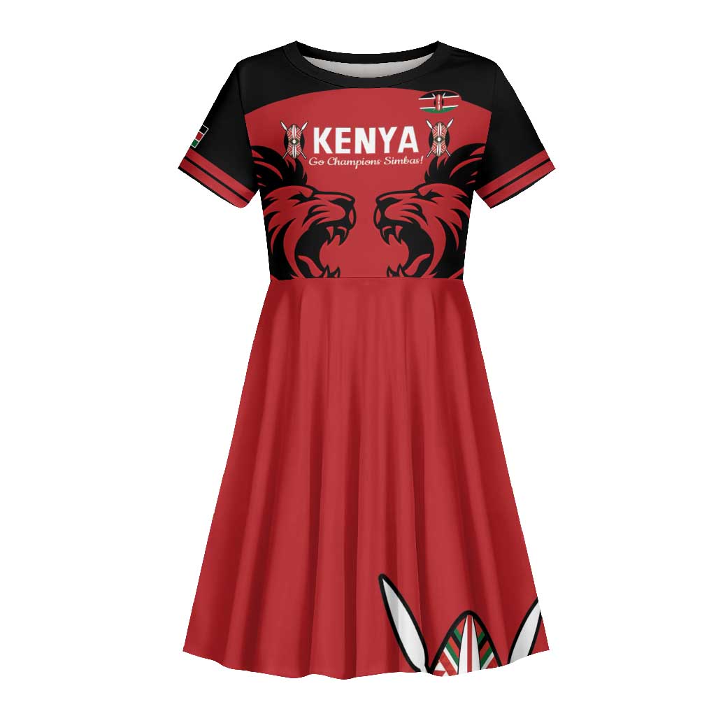 Custom Kenya Rugby Kid Short Sleeve Dress 2024 Go Champions Simbas - Red