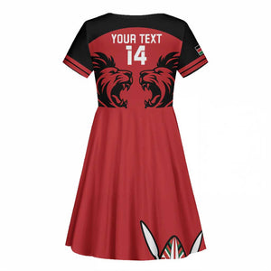 Custom Kenya Rugby Kid Short Sleeve Dress 2024 Go Champions Simbas - Red