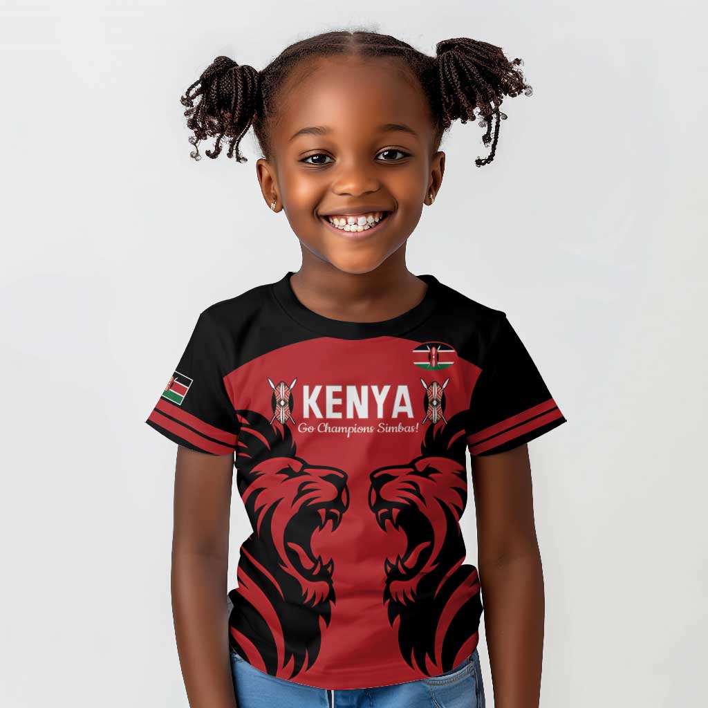 Custom Kenya Rugby Kid T shirt 2024 Go Champions Simbas - Red