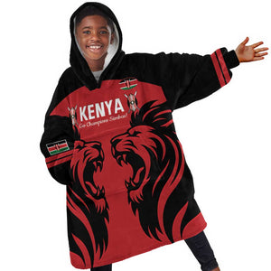 Custom Kenya Rugby KId Wearable Blanket Hoodie 2024 Go Champions Simbas - Red