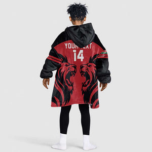 Custom Kenya Rugby KId Wearable Blanket Hoodie 2024 Go Champions Simbas - Red