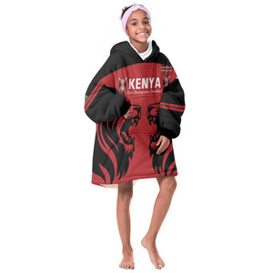 Custom Kenya Rugby KId Wearable Blanket Hoodie 2024 Go Champions Simbas - Red