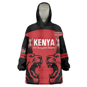 Custom Kenya Rugby KId Wearable Blanket Hoodie 2024 Go Champions Simbas - Red