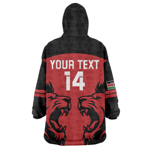 Custom Kenya Rugby KId Wearable Blanket Hoodie 2024 Go Champions Simbas - Red