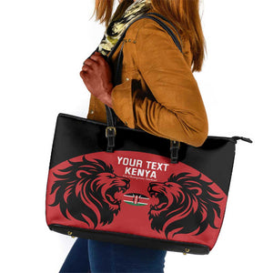 Custom Kenya Rugby Leather Tote Bag 2024 Go Champions Simbas - Red