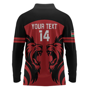 Custom Kenya Rugby Long Sleeve Polo Shirt 2024 Go Champions Simbas - Red