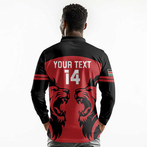 Custom Kenya Rugby Long Sleeve Polo Shirt 2024 Go Champions Simbas - Red