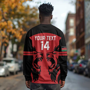 Custom Kenya Rugby Long Sleeve Shirt 2024 Go Champions Simbas - Red LT14