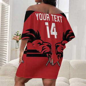 Custom Kenya Rugby Off Shoulder Short Dress 2024 Go Champions Simbas - Red LT14