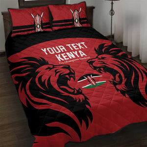 Custom Kenya Rugby Quilt Bed Set 2024 Go Champions Simbas - Red