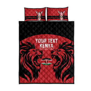 Custom Kenya Rugby Quilt Bed Set 2024 Go Champions Simbas - Red