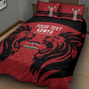 Custom Kenya Rugby Quilt Bed Set 2024 Go Champions Simbas - Red