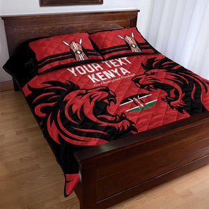 Custom Kenya Rugby Quilt Bed Set 2024 Go Champions Simbas - Red