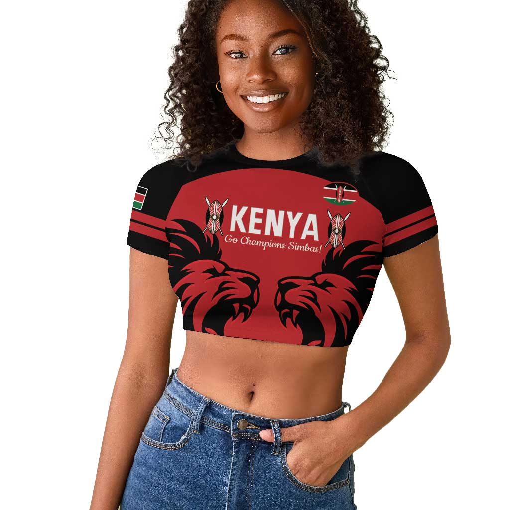 Custom Kenya Rugby Raglan Cropped T shirt 2024 Go Champions Simbas - Red