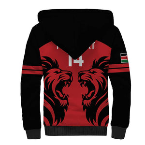 Custom Kenya Rugby Sherpa Hoodie 2024 Go Champions Simbas - Red