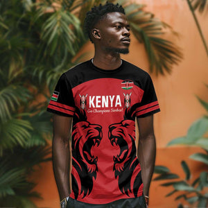 Custom Kenya Rugby T shirt 2024 Go Champions Simbas - Red