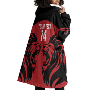 Custom Kenya Rugby Wearable Blanket Hoodie 2024 Go Champions Simbas - Red