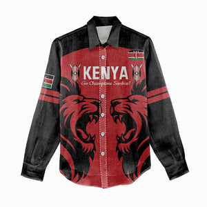 Custom Kenya Rugby Women Casual Shirt 2024 Go Champions Simbas - Red