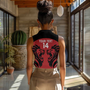 Custom Kenya Rugby Women Sleeveless Polo Shirt 2024 Go Champions Simbas - Red