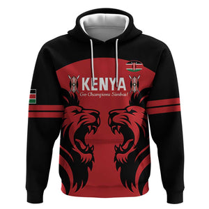 Custom Kenya Rugby Zip Hoodie 2024 Go Champions Simbas - Red