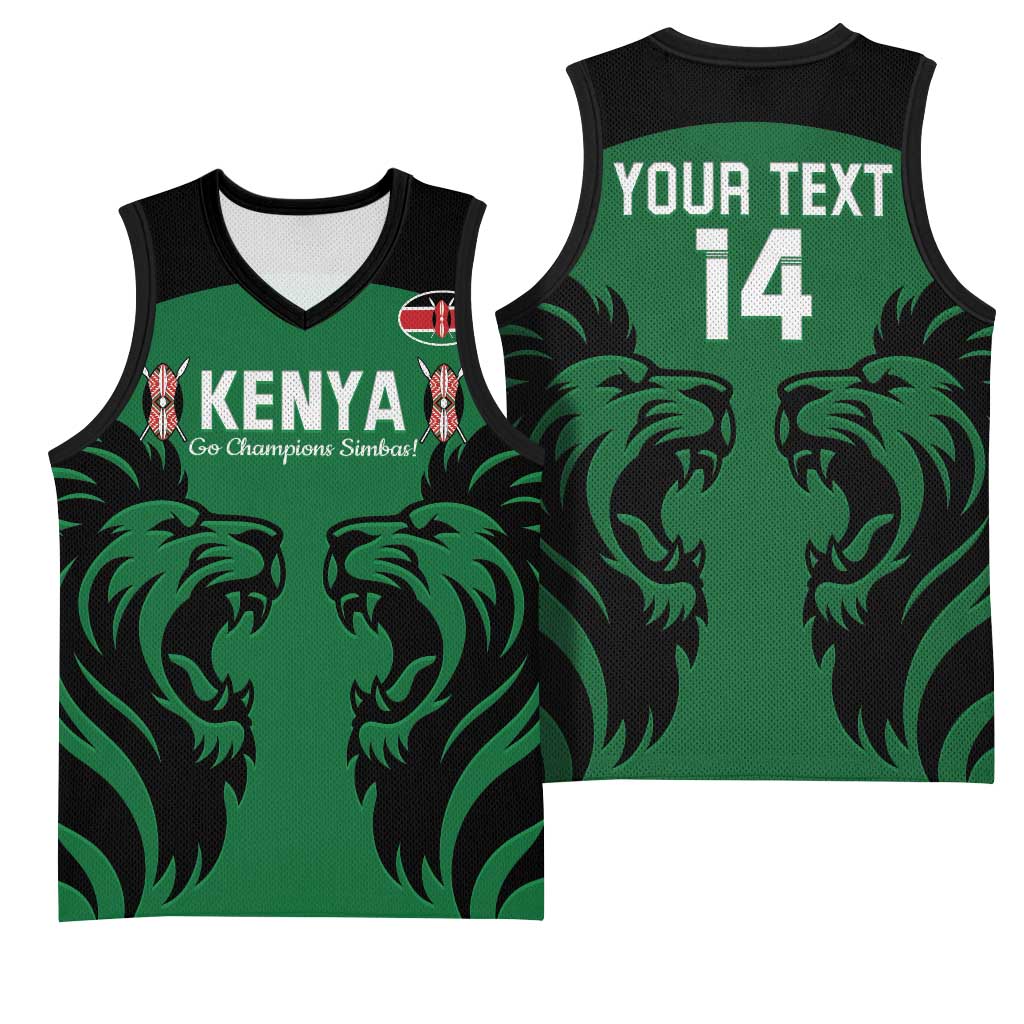 Custom Kenya Rugby Basketball Jersey 2024 Go Champions Simbas - Green LT14