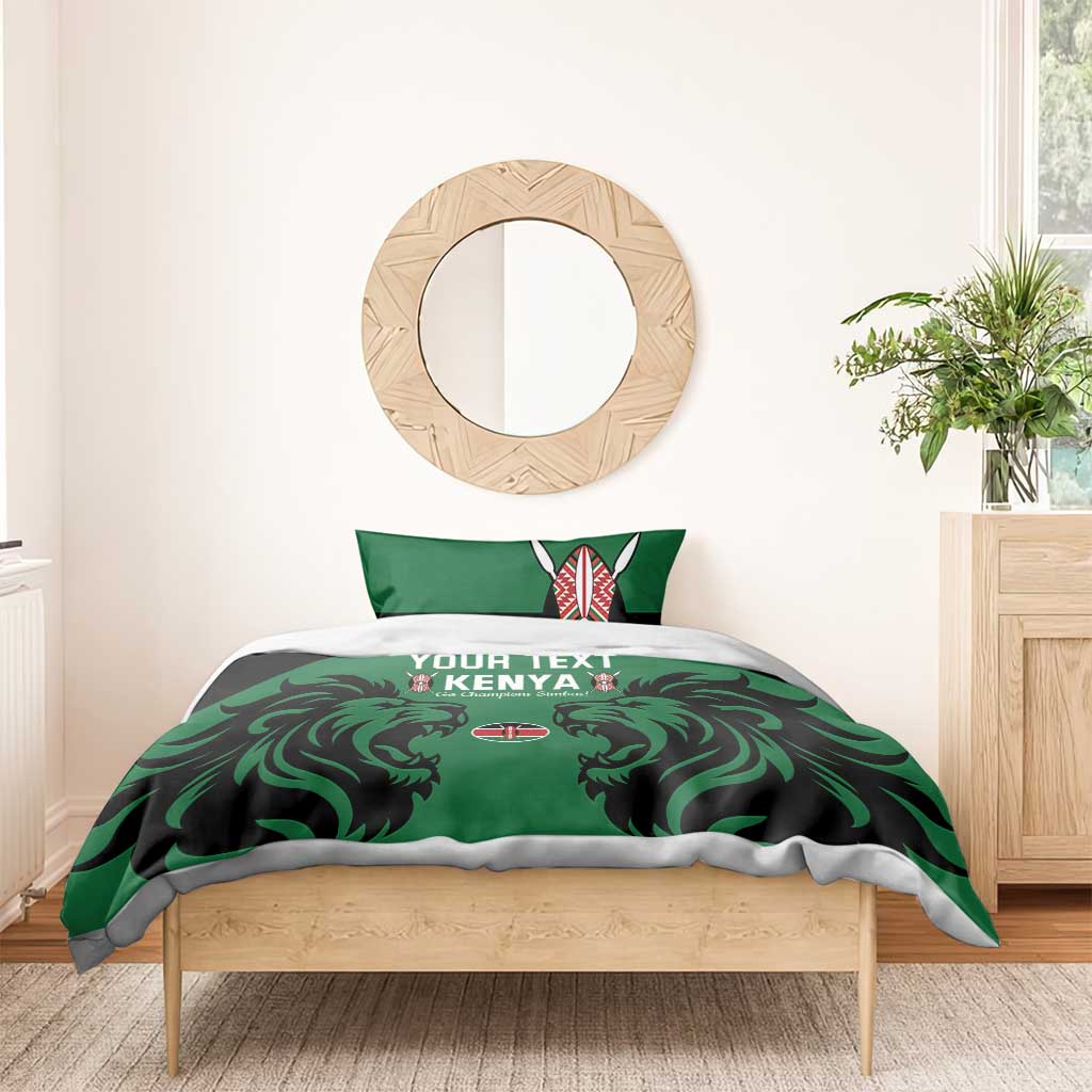 Custom Kenya Rugby Bedding Set 2024 Go Champions Simbas - Green