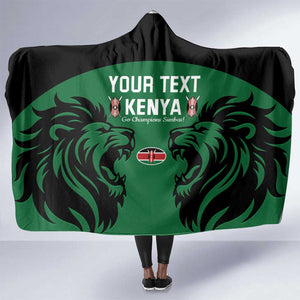 Custom Kenya Rugby Hooded Blanket 2024 Go Champions Simbas - Green