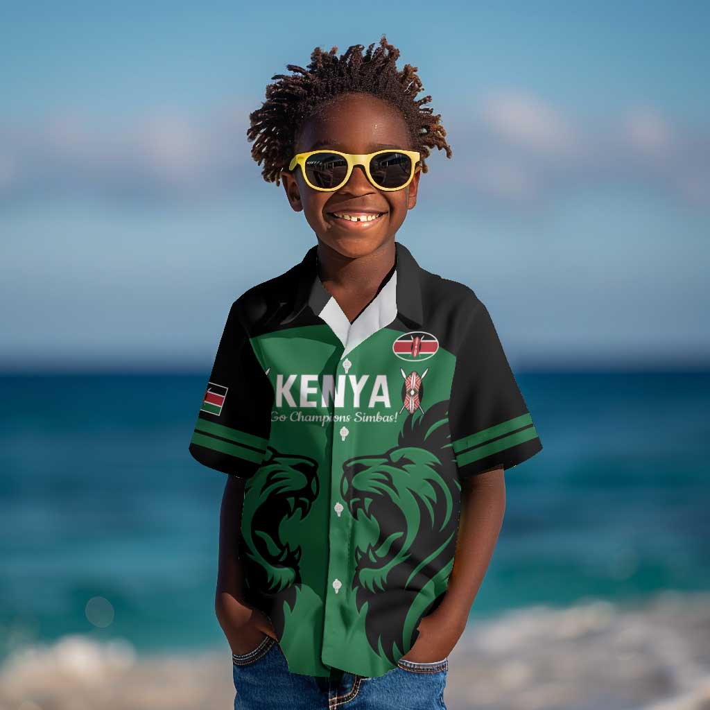 Custom Kenya Rugby Kid Hawaiian Shirt 2024 Go Champions Simbas - Green