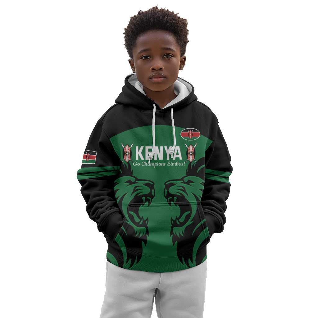 Custom Kenya Rugby Kid Hoodie 2024 Go Champions Simbas - Green