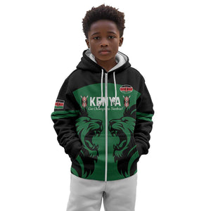 Custom Kenya Rugby Kid Hoodie 2024 Go Champions Simbas - Green