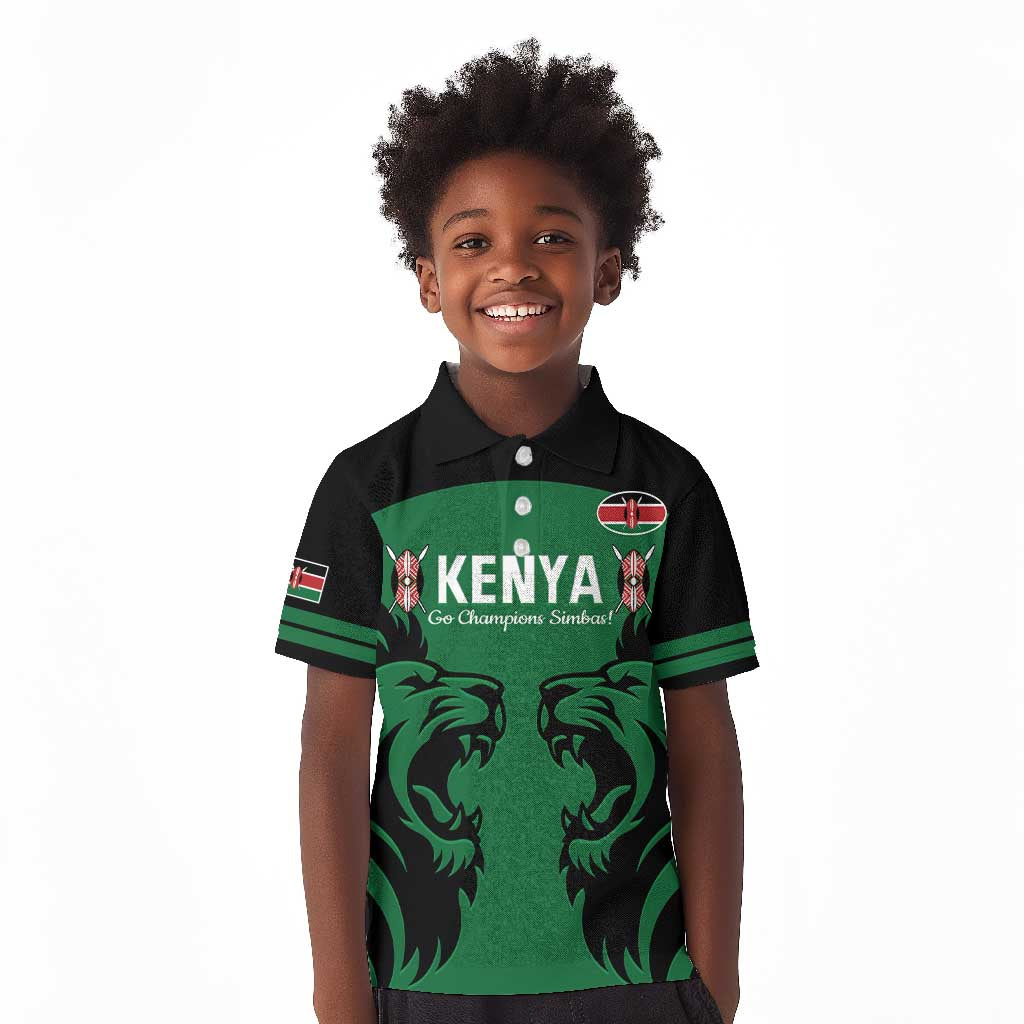 Custom Kenya Rugby Kid Polo Shirt 2024 Go Champions Simbas - Green