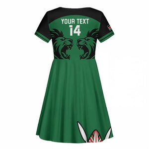 Custom Kenya Rugby Kid Short Sleeve Dress 2024 Go Champions Simbas - Green