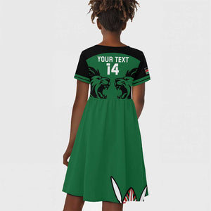 Custom Kenya Rugby Kid Short Sleeve Dress 2024 Go Champions Simbas - Green