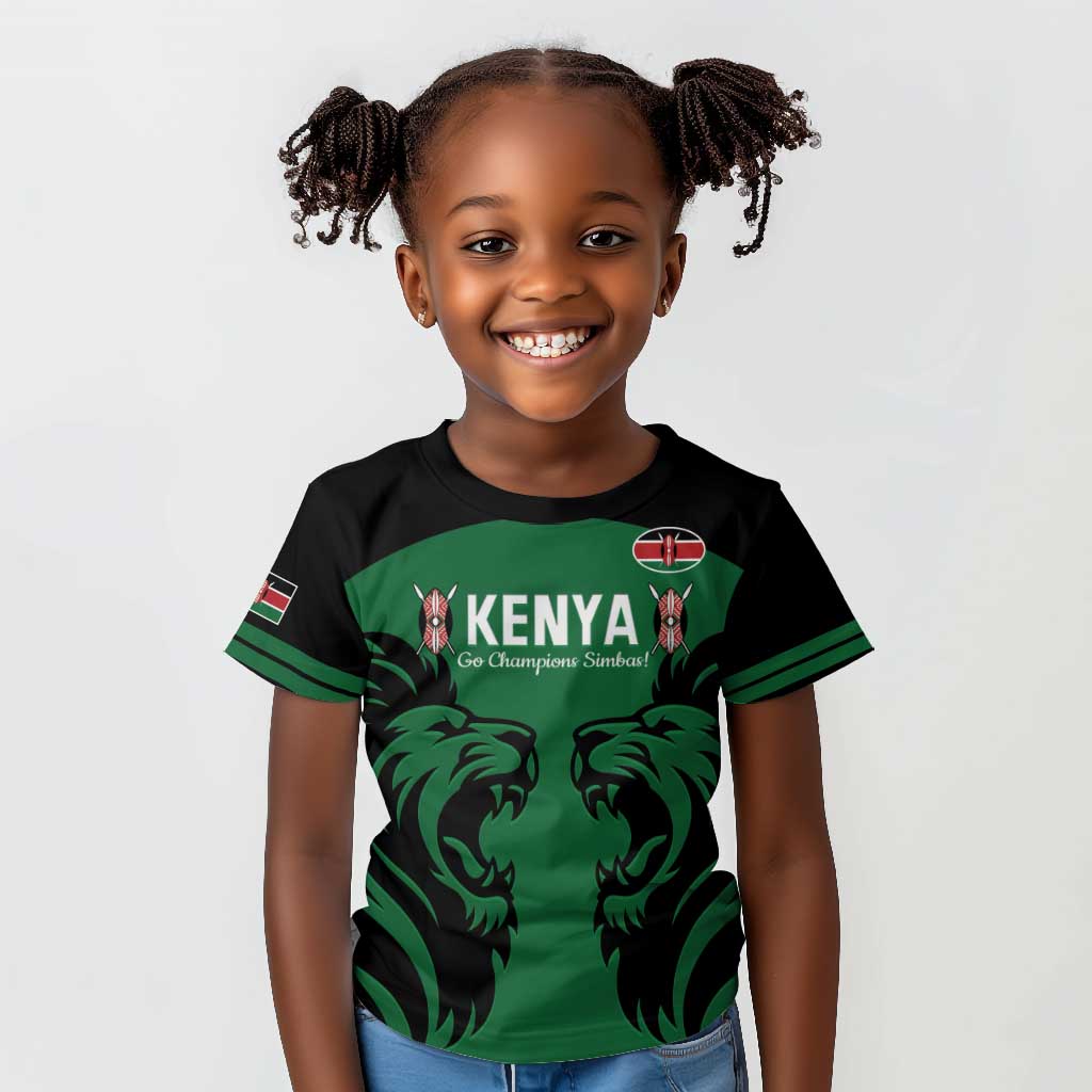 Custom Kenya Rugby Kid T shirt 2024 Go Champions Simbas - Green