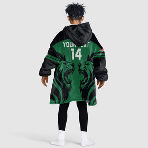 Custom Kenya Rugby KId Wearable Blanket Hoodie 2024 Go Champions Simbas - Green