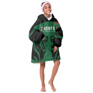 Custom Kenya Rugby KId Wearable Blanket Hoodie 2024 Go Champions Simbas - Green