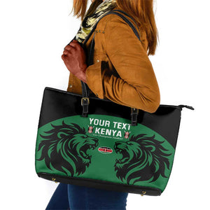 Custom Kenya Rugby Leather Tote Bag 2024 Go Champions Simbas - Green