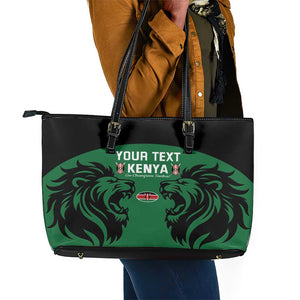 Custom Kenya Rugby Leather Tote Bag 2024 Go Champions Simbas - Green