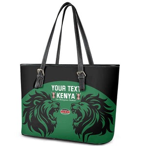 Custom Kenya Rugby Leather Tote Bag 2024 Go Champions Simbas - Green