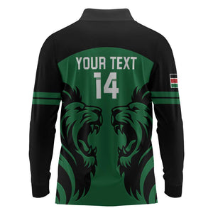 Custom Kenya Rugby Long Sleeve Polo Shirt 2024 Go Champions Simbas - Green