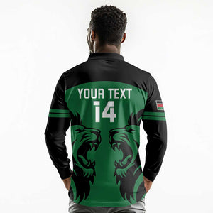 Custom Kenya Rugby Long Sleeve Polo Shirt 2024 Go Champions Simbas - Green