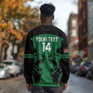 Custom Kenya Rugby Long Sleeve Shirt 2024 Go Champions Simbas - Green LT14