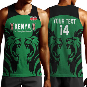 Custom Kenya Rugby Men Tank Top 2024 Go Champions Simbas - Green