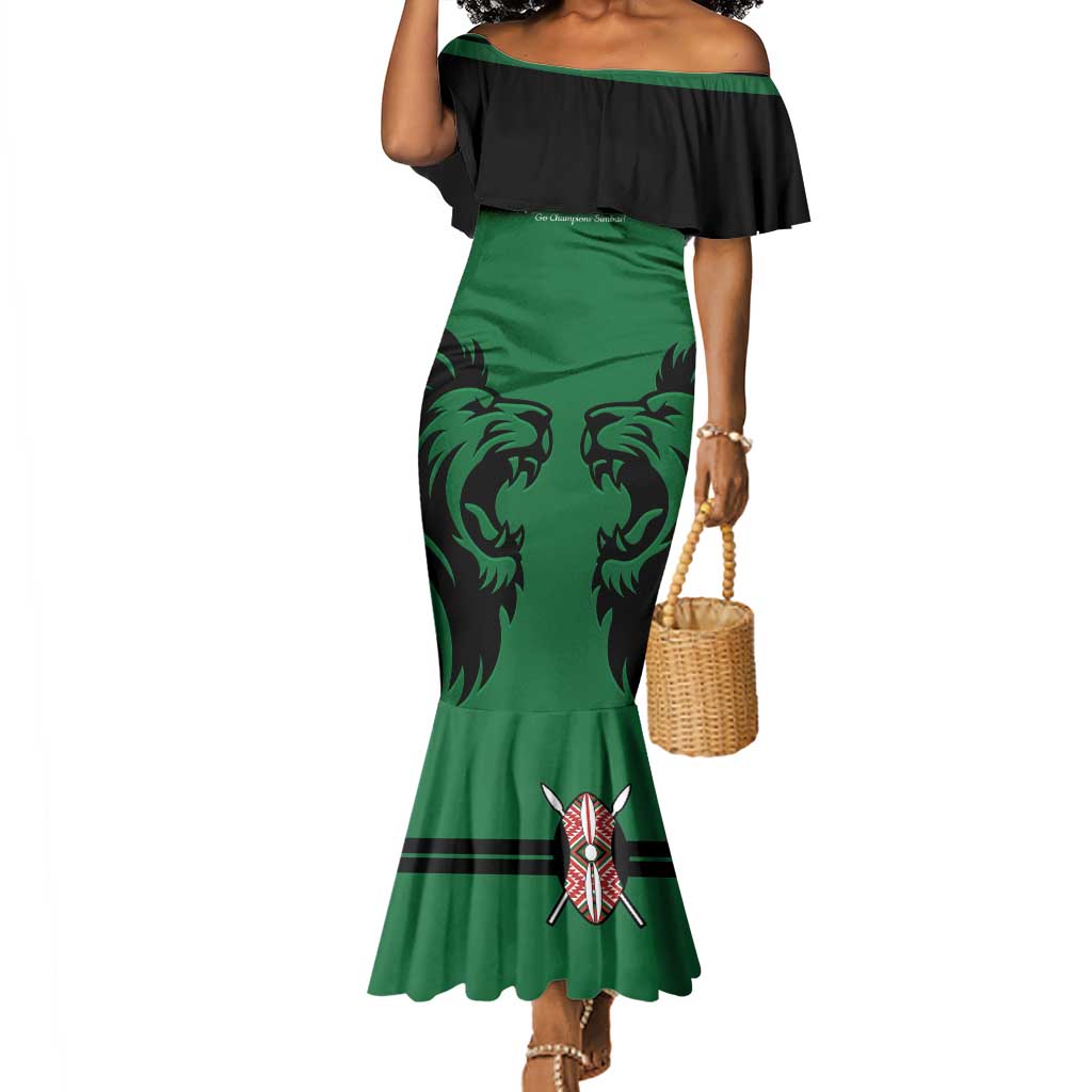 Custom Kenya Rugby Mermaid Dress 2024 Go Champions Simbas - Green