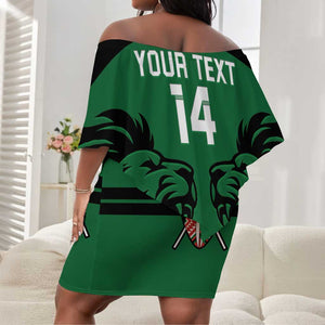 Custom Kenya Rugby Off Shoulder Short Dress 2024 Go Champions Simbas - Green LT14