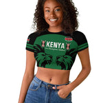 Custom Kenya Rugby Raglan Cropped T shirt 2024 Go Champions Simbas - Green
