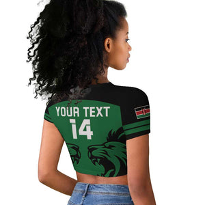 Custom Kenya Rugby Raglan Cropped T shirt 2024 Go Champions Simbas - Green