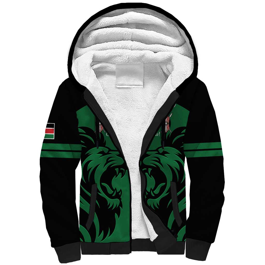 Custom Kenya Rugby Sherpa Hoodie 2024 Go Champions Simbas - Green